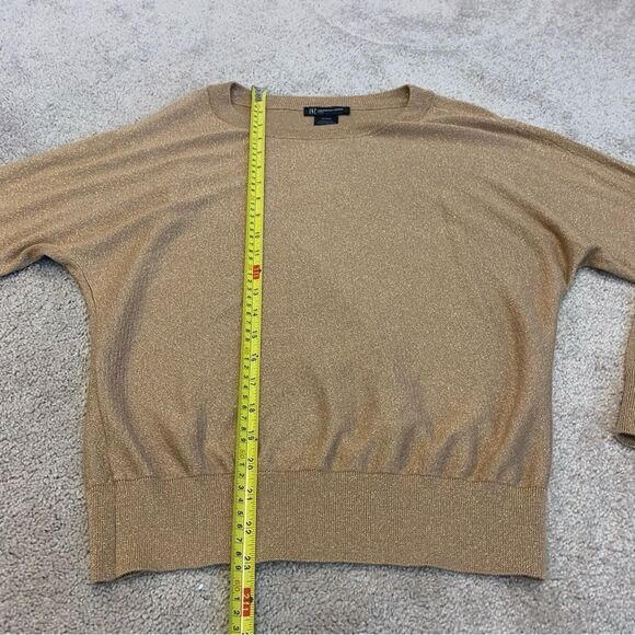 I.n.c. International concepts Metallic glitter gold Long sleeve crewneck sweater - Picture 8 of 10